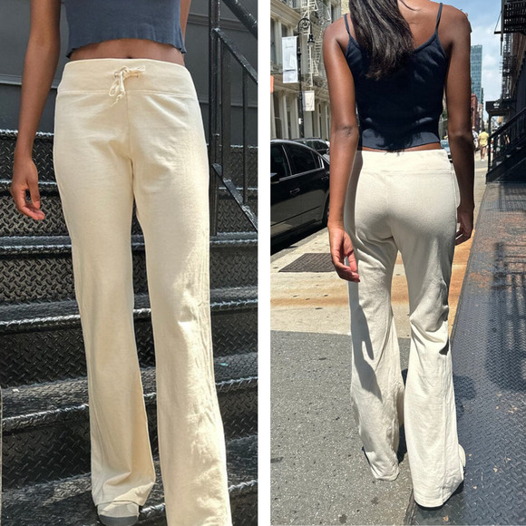 Brandy Melville Pants - BRANDY MELVILLE Hilary Soft Cotton Flare Yoga Pants Sz Large Ivory